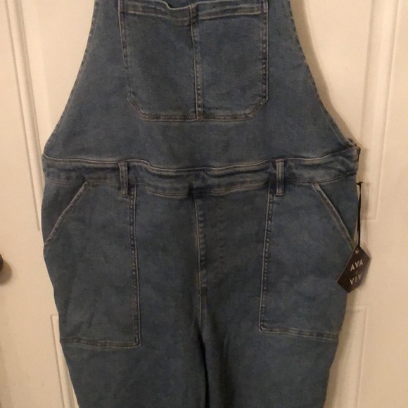 NWT Ava & Viv Denim Medium Wash Overalls - Picture 7 of 16
